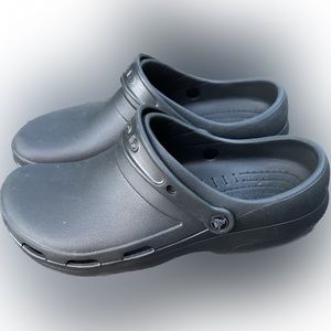 CROCS.. 11 Men..13 Women.. worn 1x! Black no holes, great for work!